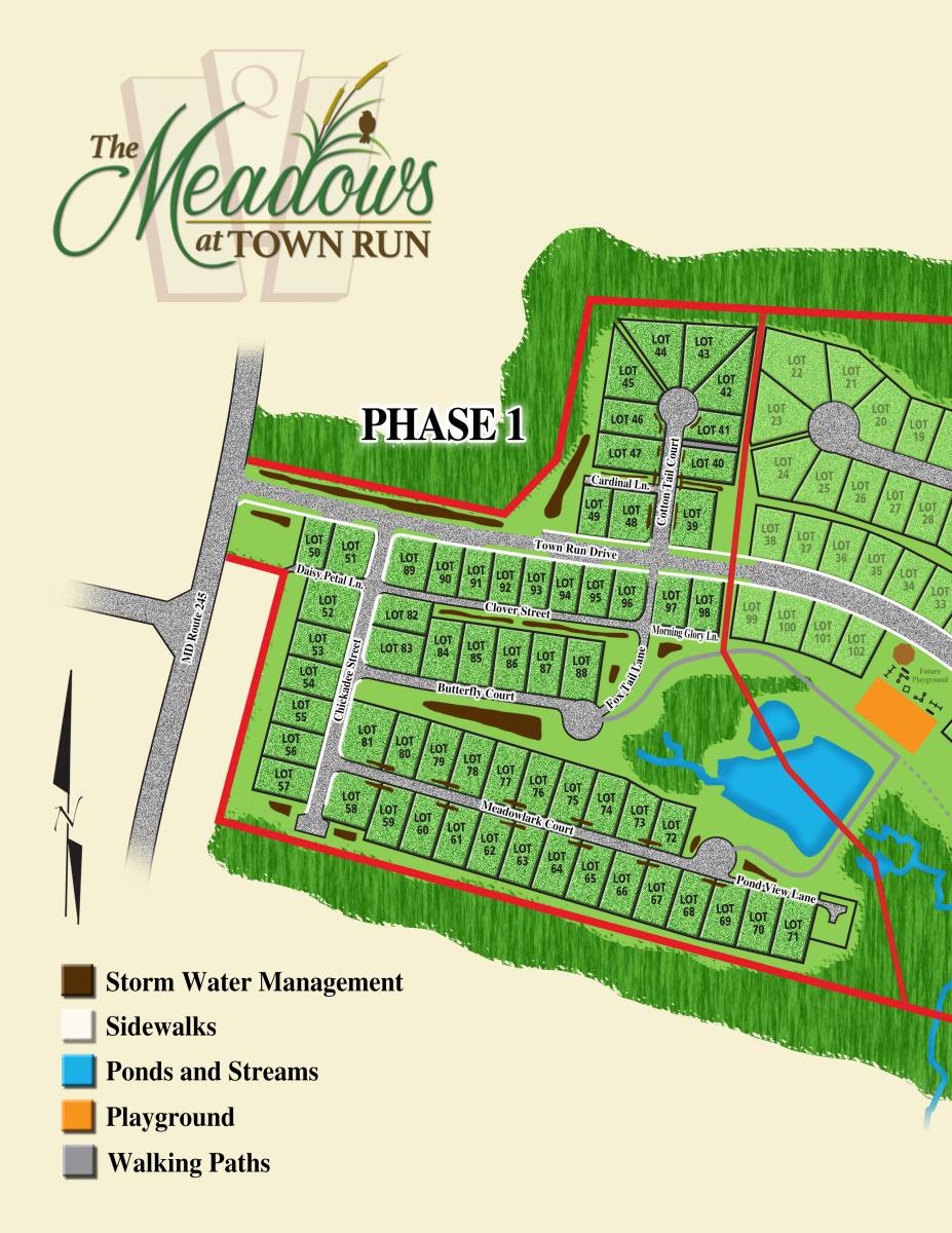 The Meadows at Town Run Lot Maps for this Leonardtown, MD new home